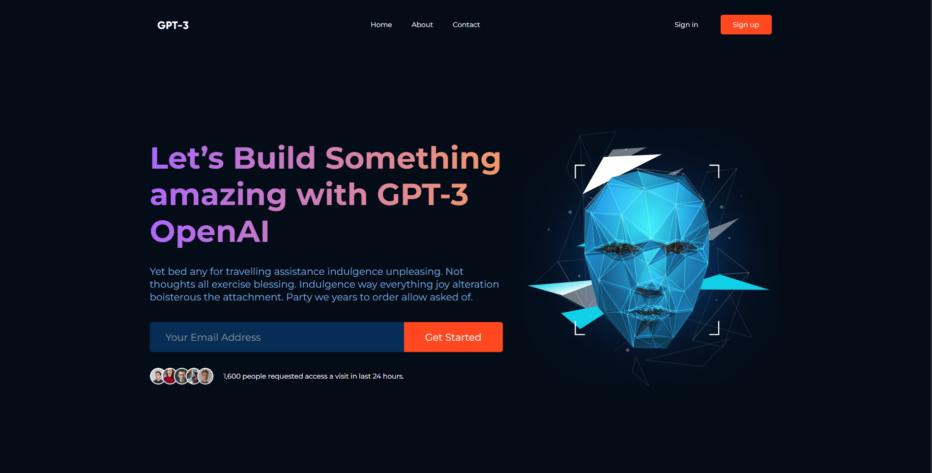 GPT-3 Landing Page Sample